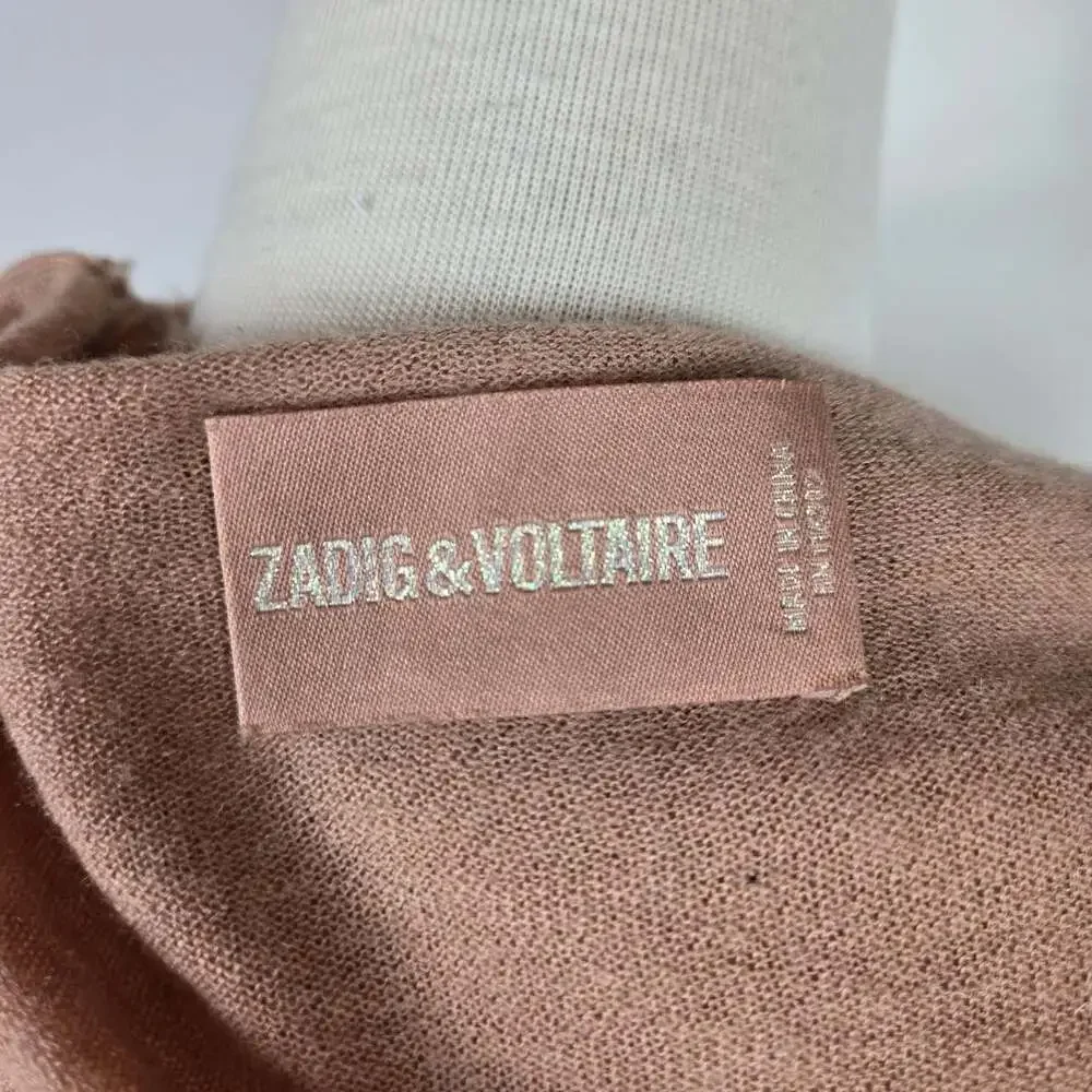 Zadig & Voltaire Celsa 100% Cashmere Sweater M Raw Edge Henley Quiet Luxury